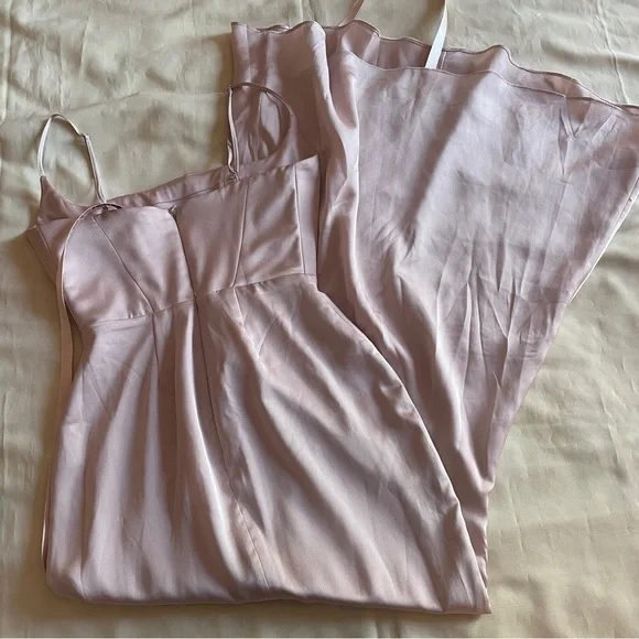 NEW! House of CB- Baby Pink Olivette Crystal Satin Corset Maxi Dress Size Small - Picture 6 of 11